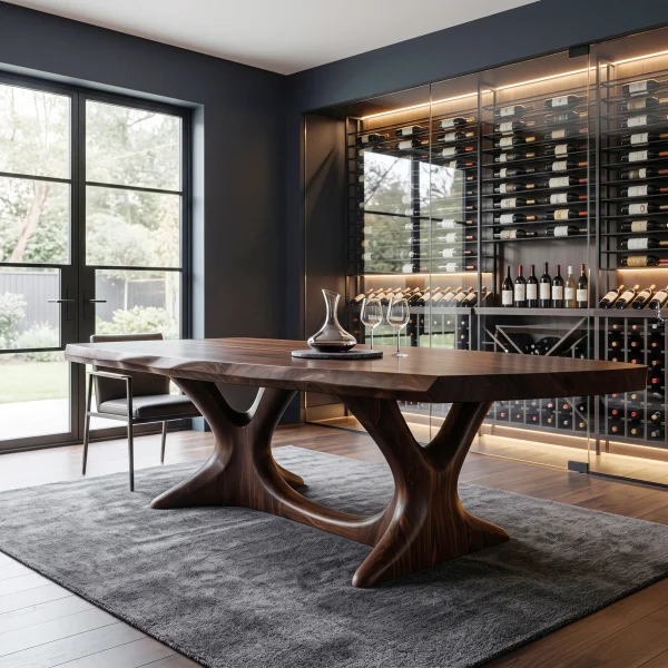 Contemporary Natural Wood Dining Table Organic Base For Dining Room