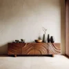 Contemporary Ripple Carved Sideboard For Entryway
