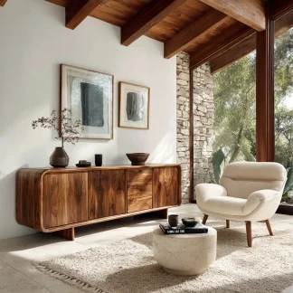 Contemporary Rounded Storage Sideboard For Living Room