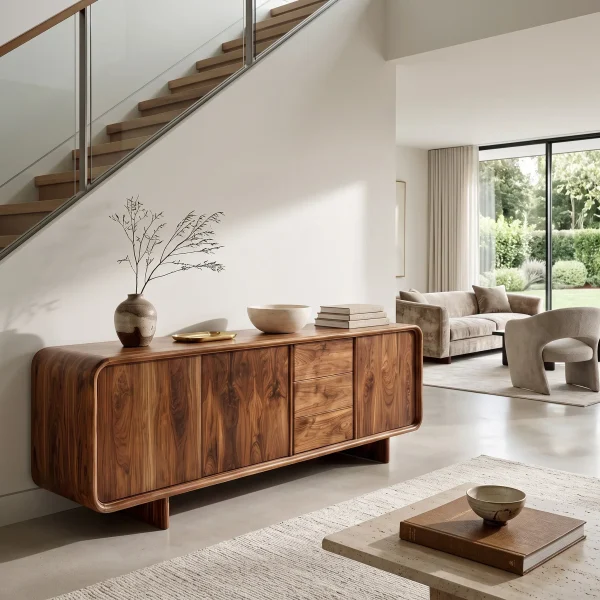 Contemporary Rounded Storage Sideboard For Living Room