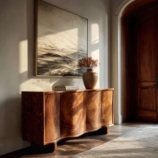 Contemporary Sculpted Front Sideboard For Living Room