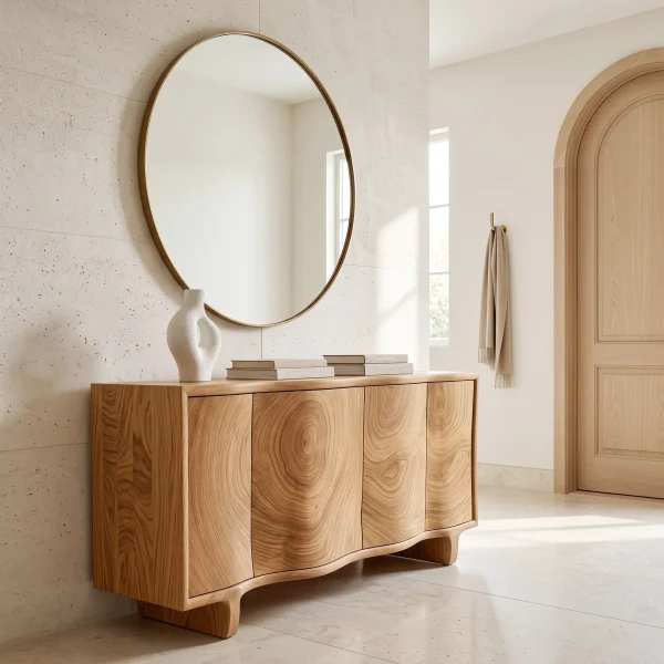 Contemporary Sculpted Front Sideboard For Living Room