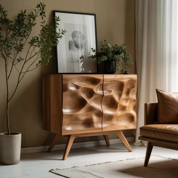 Contemporary Sculptural Storage Dresser For Living Room