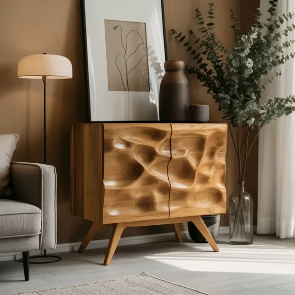 Contemporary Sculptural Storage Dresser For Living Room