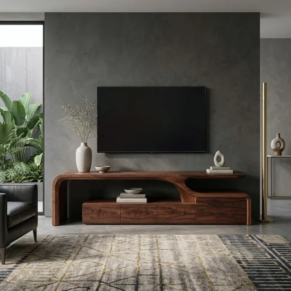 Contemporary Sculptural TV Console For Living Room