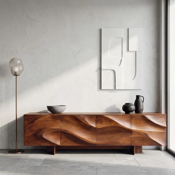 Contemporary Sculptural Wave Sideboard For Dining Room