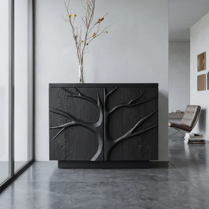 Contemporary Tree Relief Cabinet For Entryway