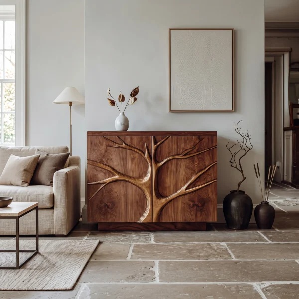 Contemporary Tree Relief Cabinet For Entryway