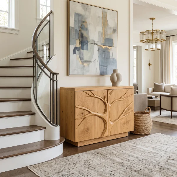 Contemporary Tree Relief Cabinet For Entryway