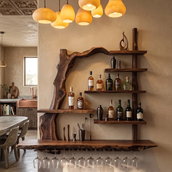 Contemporary Wall Hanging Wine Rack With Artistic Design For Home Bar