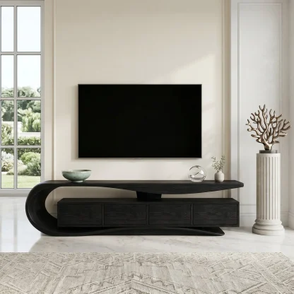 Contemporary Wave TV Console For Living Room