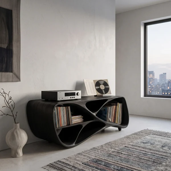 Contemporary Wooden Record Player Console For Living Room