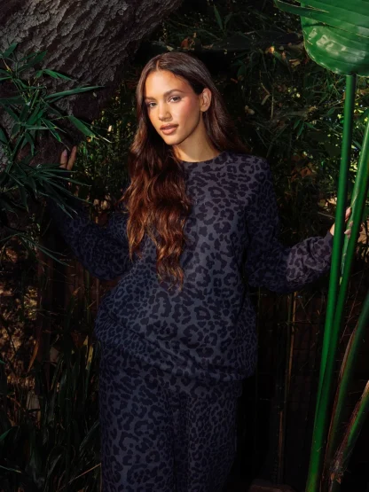 Crewneck Sweatshirt - Midnight Leopard