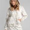 Cropped Camo Zip Hoodie - White