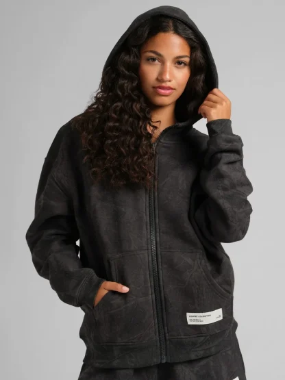 Cropped Camo Zip Hoodie - White
