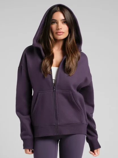 Cropped Zip Hoodie - Black
