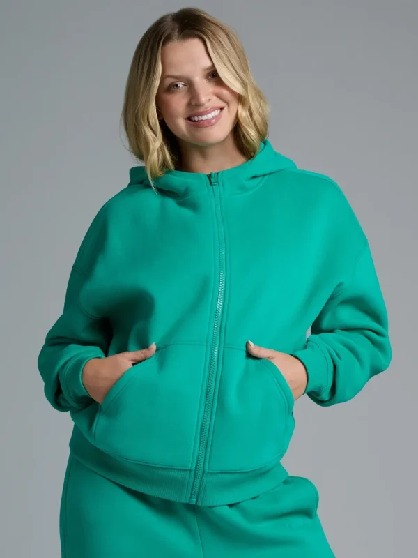 Cropped Zip Hoodie - Black