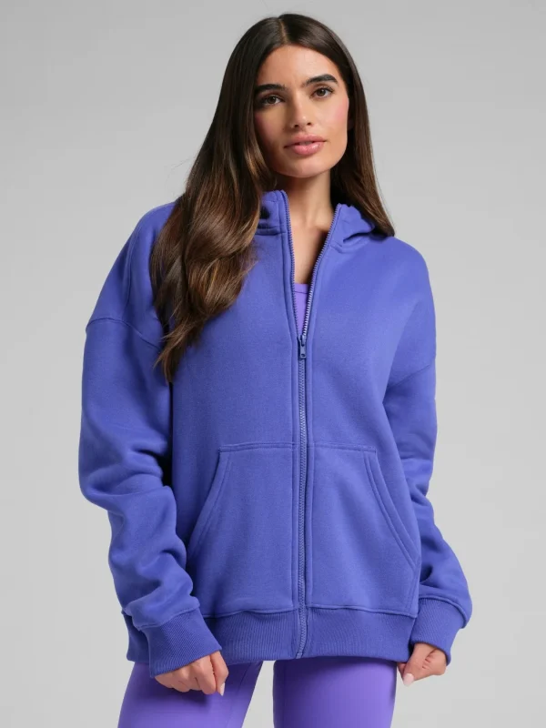 Cropped Zip Hoodie - Blue