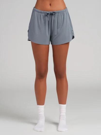 Curved-Hem Lounge Shorts - Maroon
