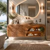 Designer Wall Mounted Bathroom Vanity Curved Shelves For Spa Bathroom