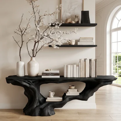 Eldrosyn Sculpted Solid Wood Console Table