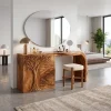 Elegant Makeup Vanity Desk Dressing Table Carved Tree Cabinet For Bedroom