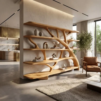Farmhouse Sculptural Bookcase Storage Organizer For Bedroom Space