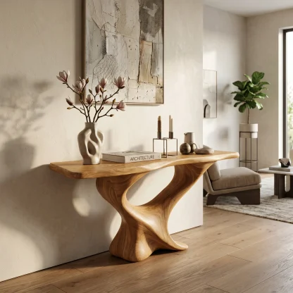 Farmhouse Wooden Console Table Entryway Decor