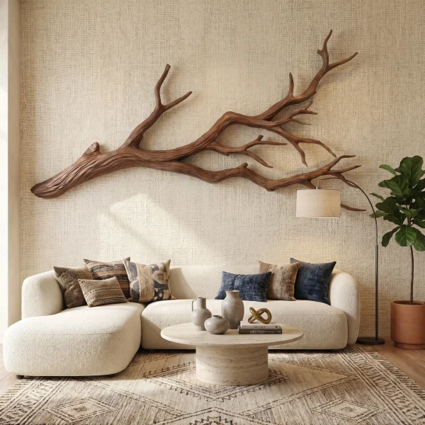 Flowing Organic Wood Branch Wall Sculpture Contemporary Decor