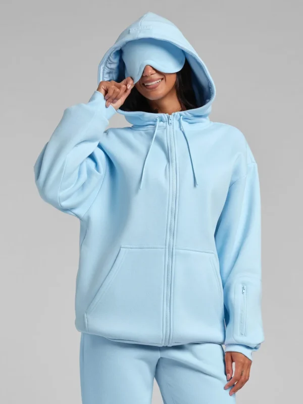 Full-Zip Travel Hoodie - Baby Blue