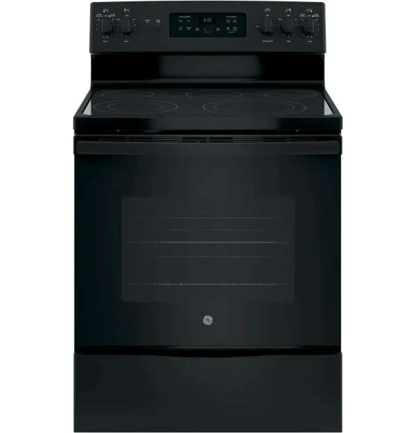 GE 30 Freestanding Electric Range, Black Dual-Element Cooktop, Convection Oven, Self-Cleaning