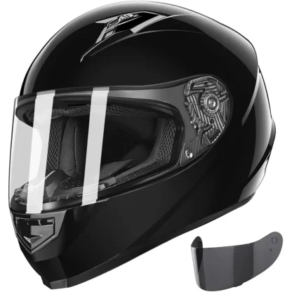 GLX Full Face Motorcycle Helmet, Black, Large, Tinted Visor, DOT Approved - GX11