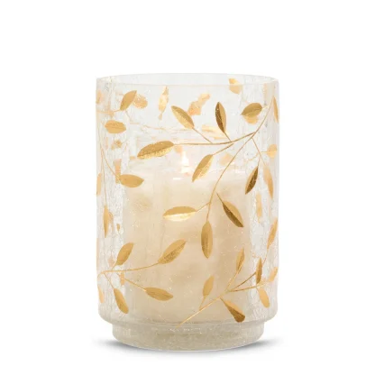 Gold Floral Jar Candle Holder
