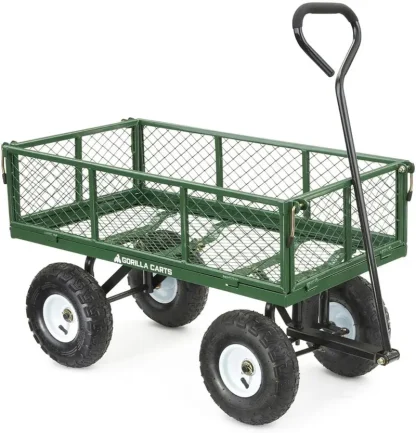 Gorilla Carts Steel Garden Cart, 3 Cu Ft, 400 Lb Capacity, Pneumatic Tires
