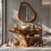 Gothic Halloween Bathroom Vanity With Lower Display Shelf For Bathroom