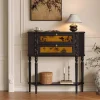 H35" Light Luxury Accent Solid Wood Storage Console Table Cabinet