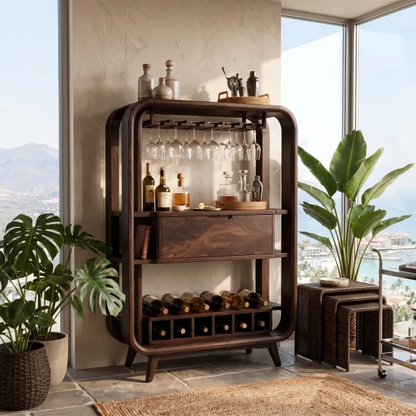 Handcrafted Organic Modern Home Bar Cabinet Tropical Retreat