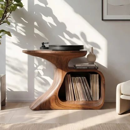 Handcrafted Record Stand Artisan Living Room Decor