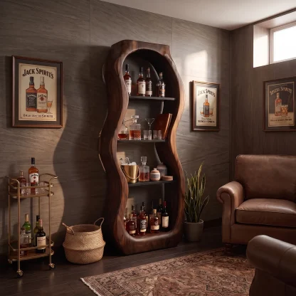 Handcrafted Sculptural Liquor Cabinet Modern Cafe