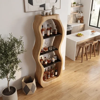 Handcrafted Sculptural Liquor Cabinet Modern Cafe