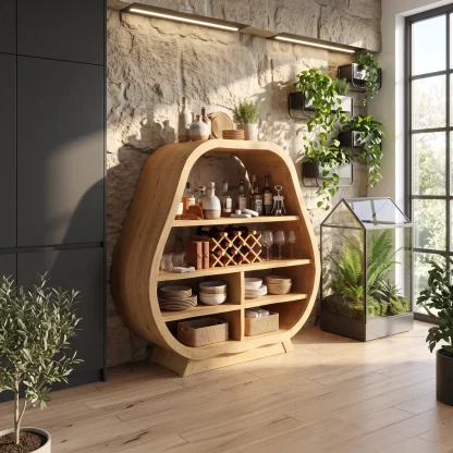Handcrafted Wine Bar Cabinet Dining Room