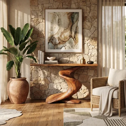 Handcrafted Wood Console Table Furniture Decor