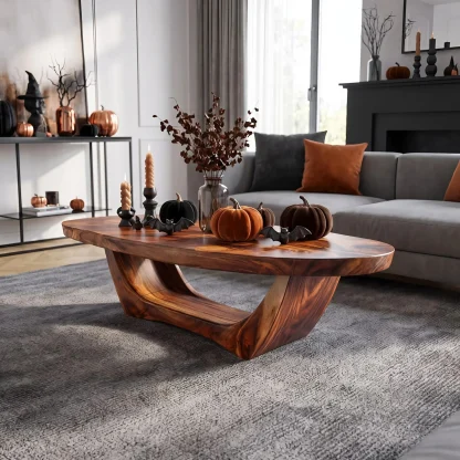Handcrafted Wooden Live Edge Coffee Table For Living Room Halloween Style