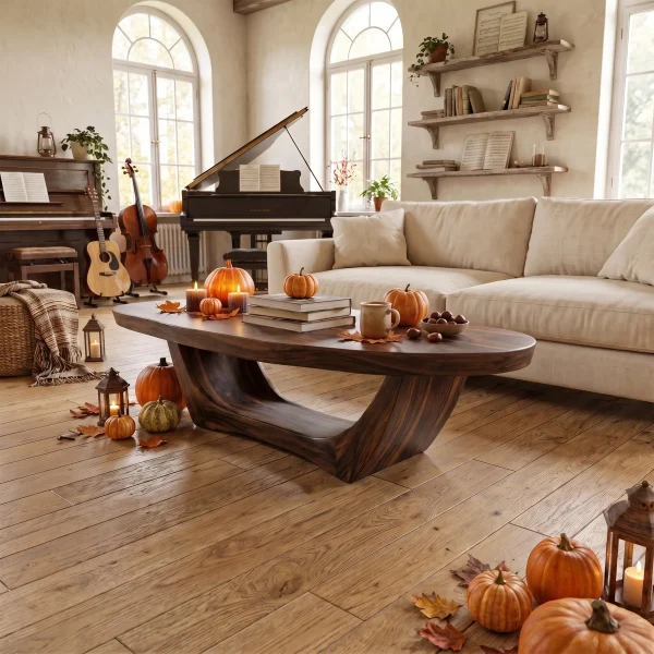 Handcrafted Wooden Live Edge Coffee Table For Living Room Halloween Style