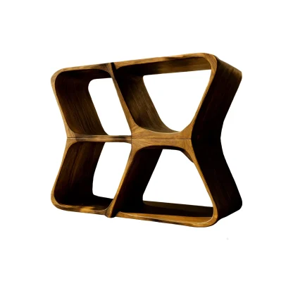 Harmona Sculpted Solid Wood Record Player Stand With Storage