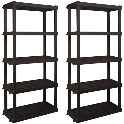 Hyper Tough 5-Tier Shelving Unit, W36 x D18 x H74in, Black, Pack Of 2