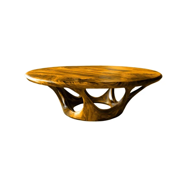 Kavryn Sculpted Solid Wood Round Coffee Table