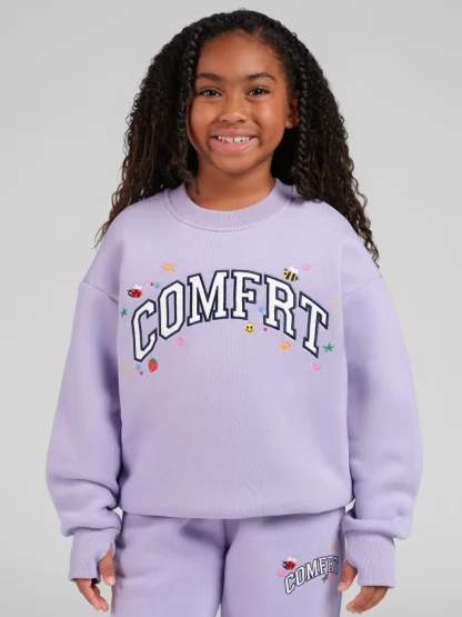 Kids Appliqué Crewneck Sweatshirt - Peony