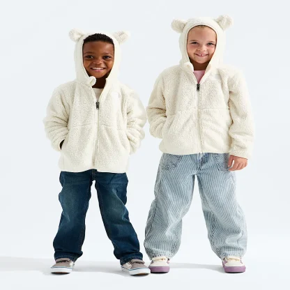 Kids' Full-Zip Fleece Hoodie - White