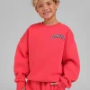 Kids Logo Crewneck Sweatshirt - Hibiscus Red